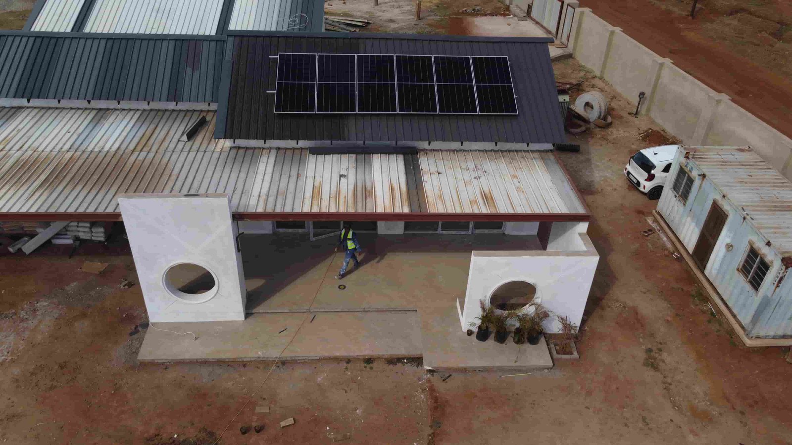 High-quality aerial view of Sikha Construction showcasing progress on a construction site